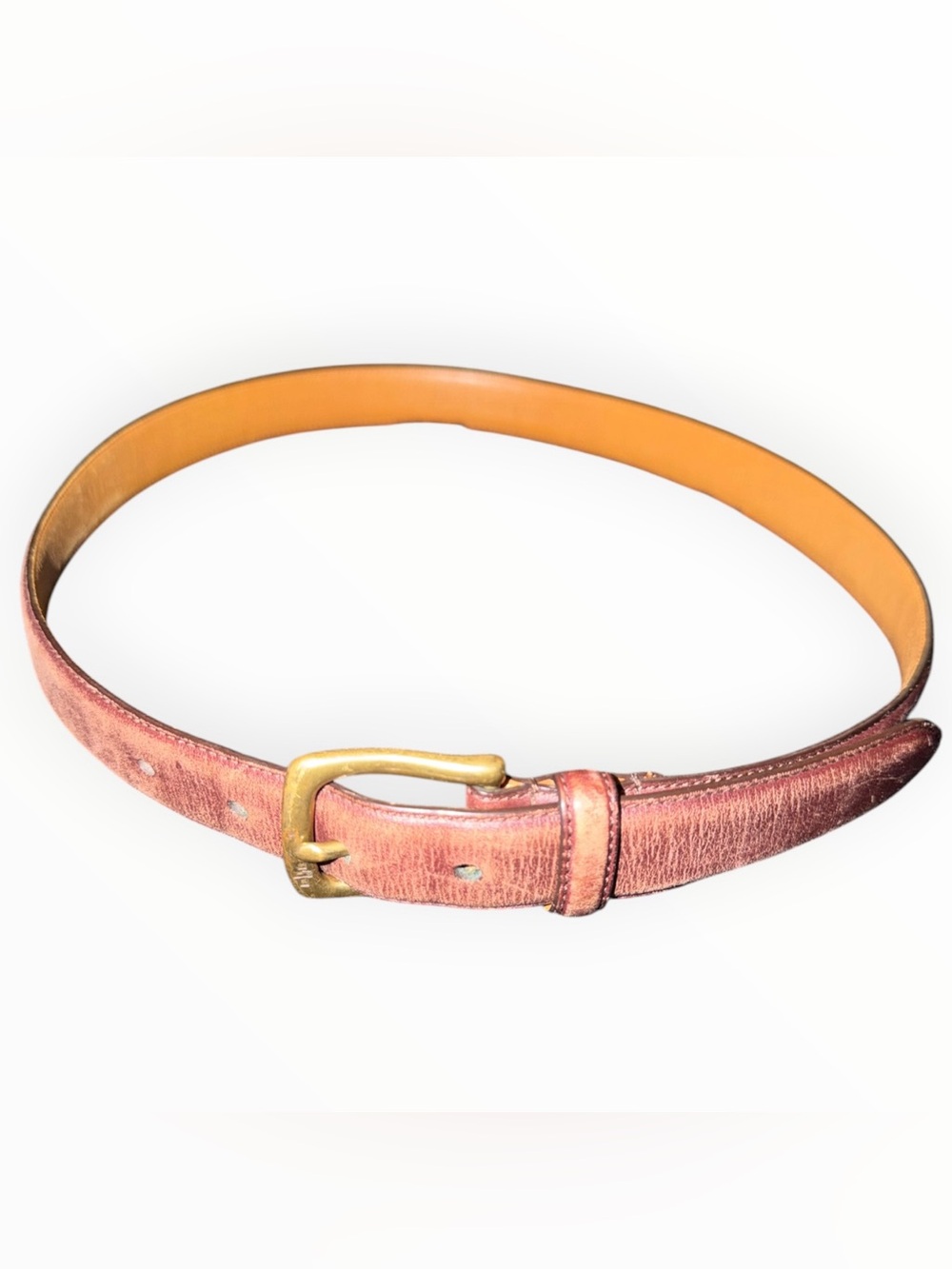 Polo Ralph Lauren Distressed Brown Leather Belt Brass Buckle Size 36 / 90